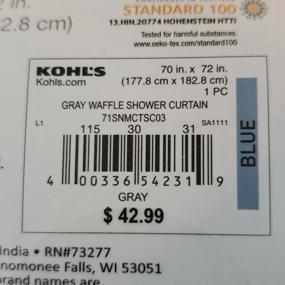 Sonoma Everyday Gray Waffle Shower Curtain 70